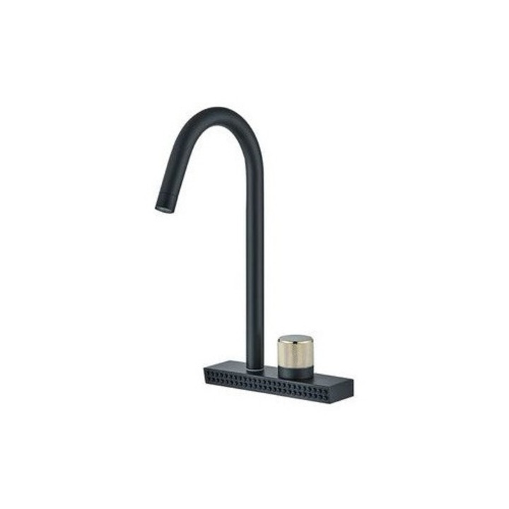 Смесител за кухня със система водопад, с 2 режима на воден поток, черен мат, AquaSpa