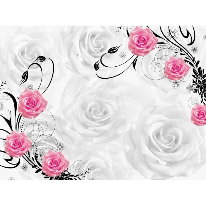 Tablou Canvas, Trandafiri Albi Si Roz - 40 x 30 cm