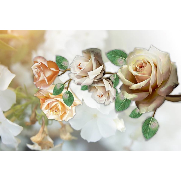 Tablou Canvas, Trandafiri Albi - 40 x 30 cm