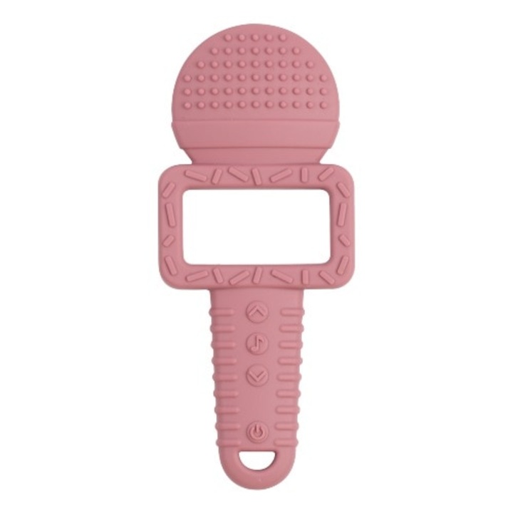 Jucarie dentitie bebelusi din silicon alimentar, BConfident®, in forma de microfon, Mov
