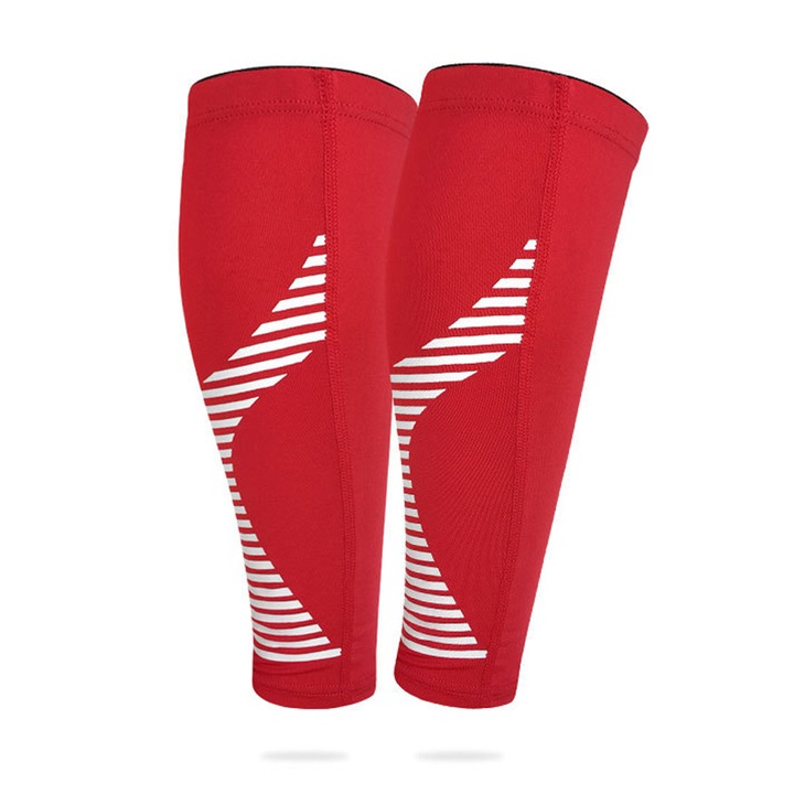 QttvbTna компресионен ръкав за крака, унисекс, дишащ, ергономична опора, червен, найлон/полиестер