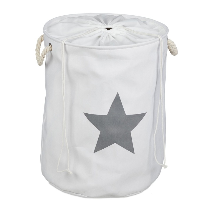 Cos textil pentru rufe, capacitate 60 l, pliabil, poliester/bumbac, 56 x 42, 5 cm