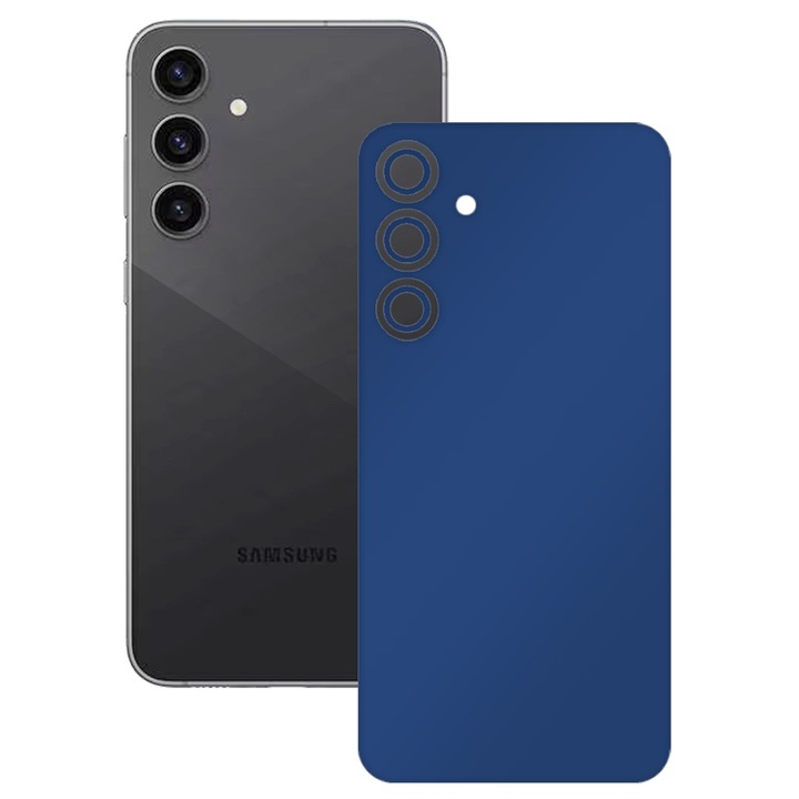 SILKASE bőrfólia, Samsung Galaxy S23 FE-hez, matt sötétkék, telefon hátvédő