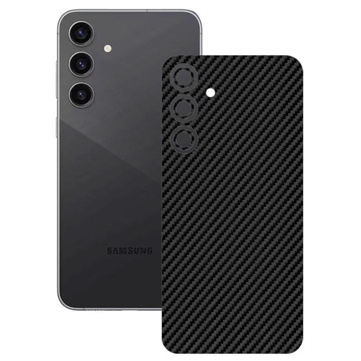 SILKASE bőrfólia, Samsung Galaxy S23 FE-hez, karbon, telefon hátvédő