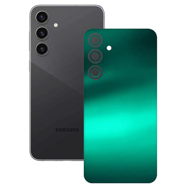 SILKASE bőrfólia, Samsung Galaxy S23 FE-hez, smaragdzöld, telefon hátvédő