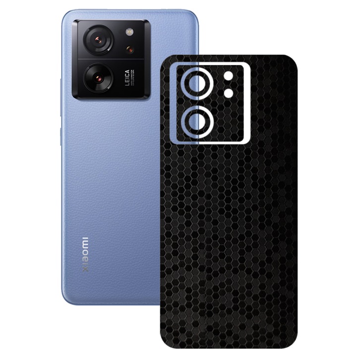 SILKASE bőrfólia, Xiaomi 13T-hez, hexa fekete, telefon hátvédő