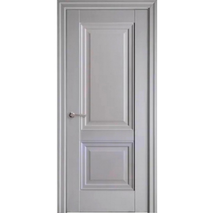 Usa plina interior din MDF cu toc inclus Novo Doors ND12GI LUX, Dimensiune 200X80 centimetri, Maner patrat, Cadru din lemn masiv din rasinoase, Balamale si clanta incluse, Toc reglabil de 30 centimetri, Plinta pe ambele parti, Gri Pastel