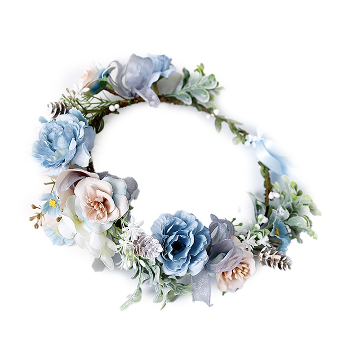 Coroana de flori artificiala, multicolor, dimensiune ajustabila, pentru mireasa, ocazii speciale