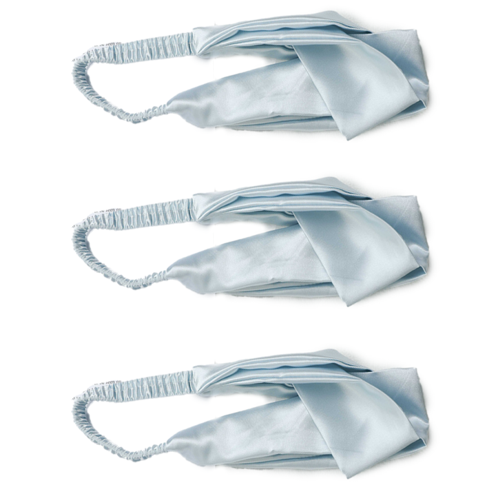 Set 3 bandane sport, elastic, matase, albastru