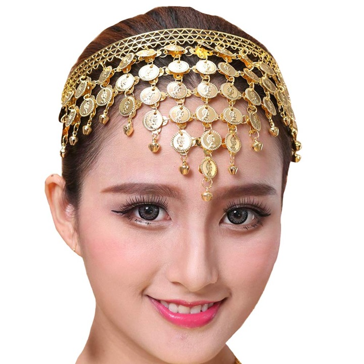 Accesoriu flapper, cap de costum, cu margele, unisex, pentru petreceri tematice, set 1 banda de cap