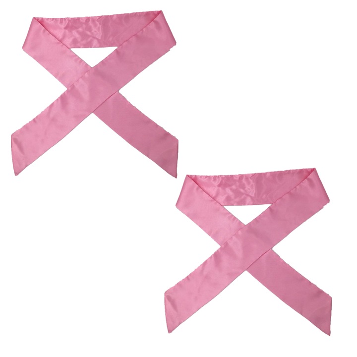 Set bandane satin pentru fixarea perucilor, roz, 142x10cm