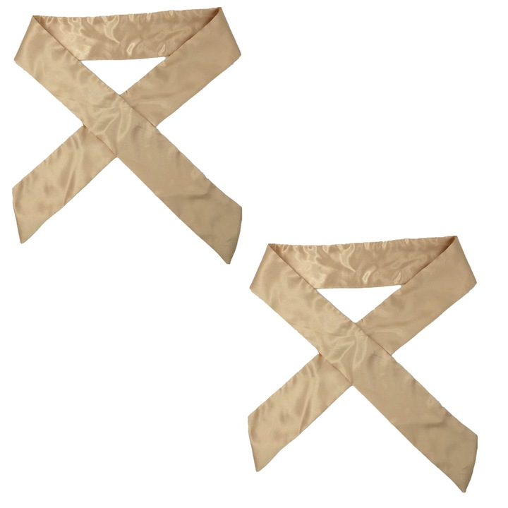 Set 2 Bandane pentru fixarea perucilor, Satin, 142 x 10 cm, Kaki
