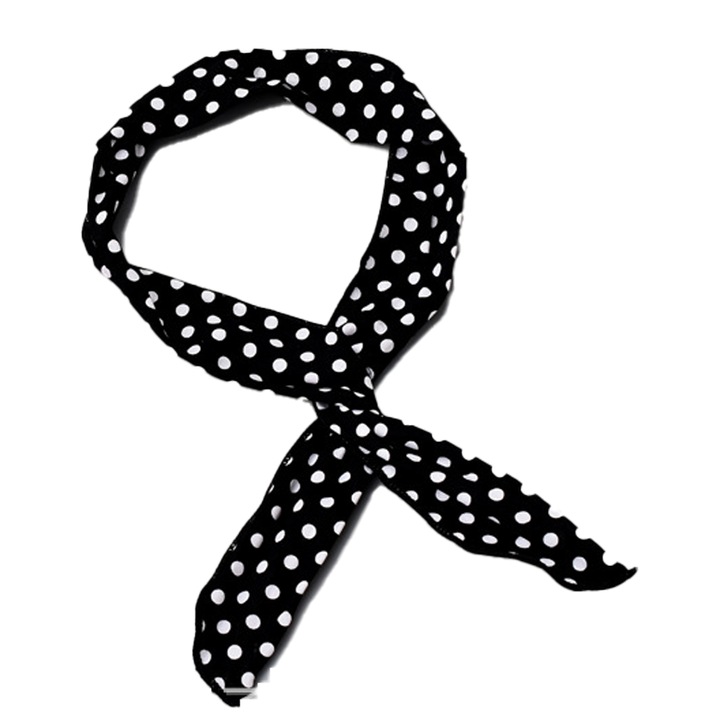 Set 4 Bentite cu sarma, Textil, Model buline, 83 x 4.5 cm, Negru / Alb