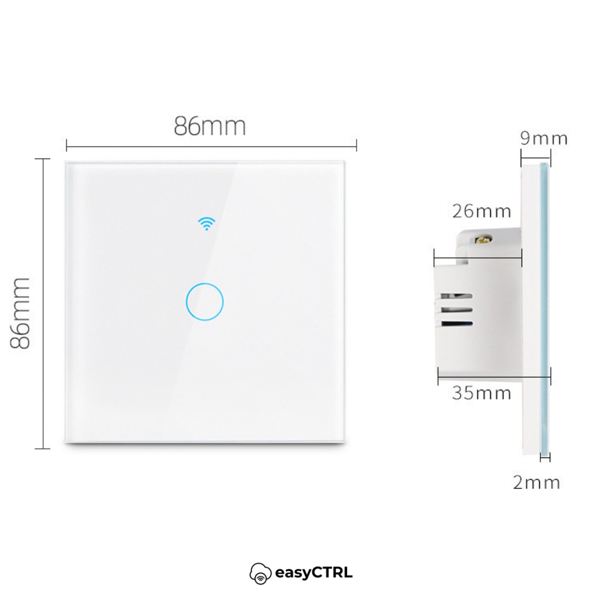 Интелигентен превключвател с докосване easyCTRL®, Wi-Fi, Без нула ...