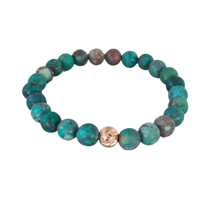 Bratara Ezera din piatra naturala de Howlit Turcoaz American, Zina, cu accesorii din Argint 925 rose gold