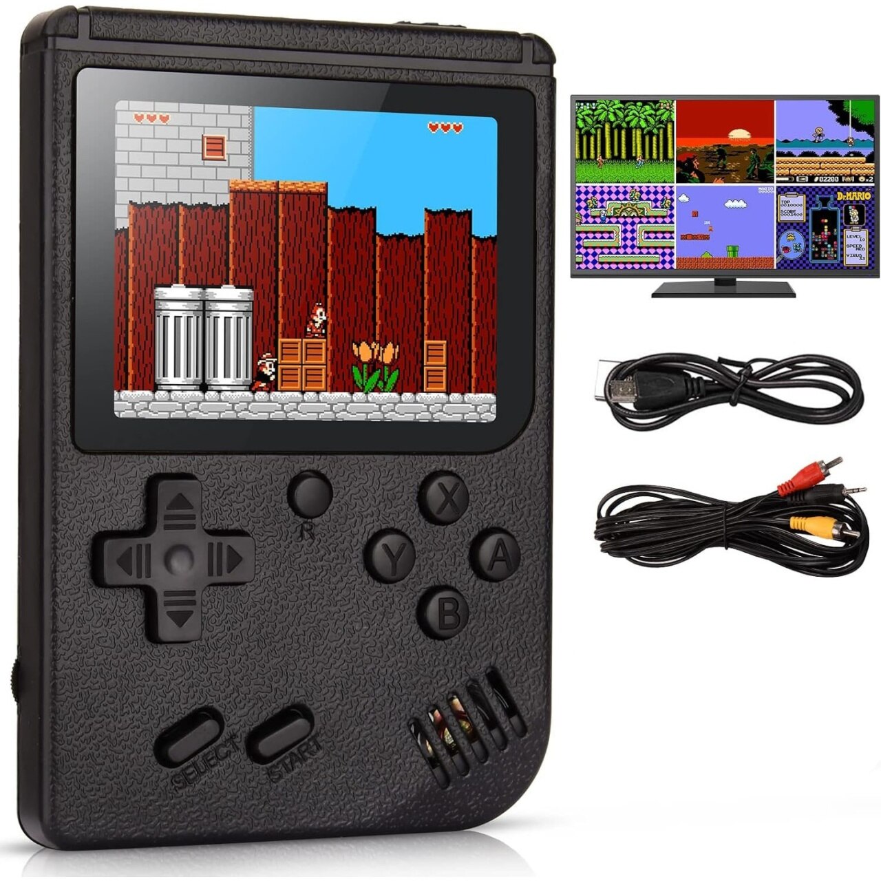 Joc tetris FOXMAG24, 400 de jocuri, retro, consola portabila, negru
