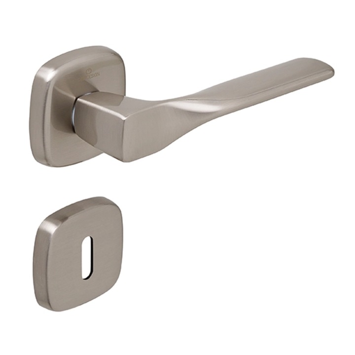 Set maner usa camera Ava CB, cu rozeta patrata, finisaj nichel satin CB