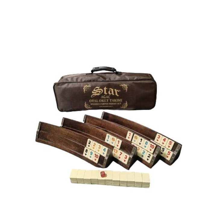 Joc de remi, Realizat 100% manual din lemn masiv, Rummy de LUX, model inedit pe semirotund