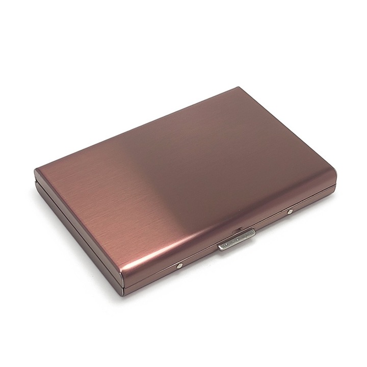 Suport documente, caz de carduri de afaceri din otel inoxidabil, 6 compartimente, auriu roz