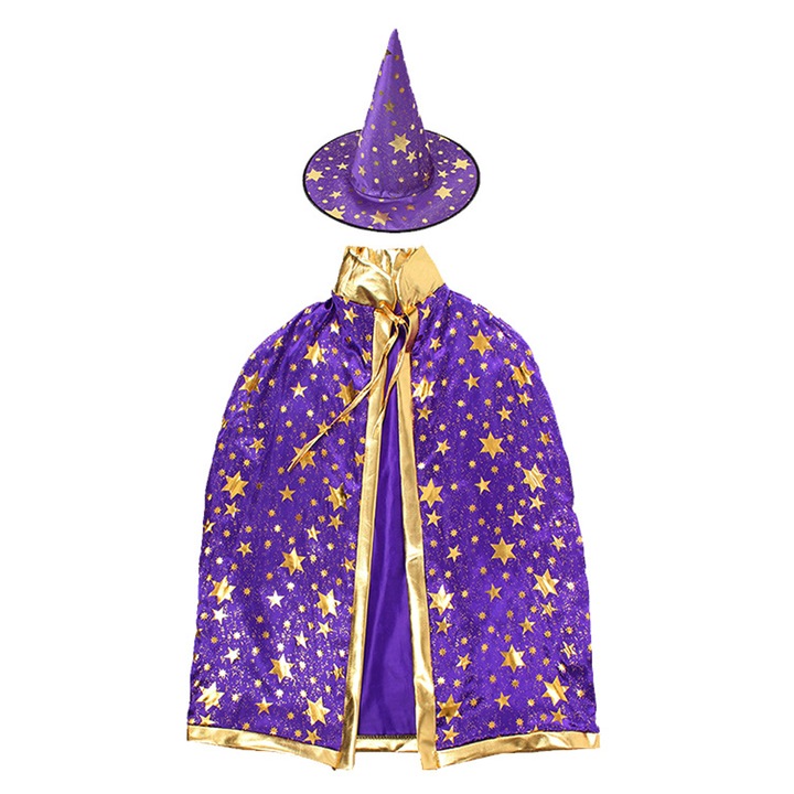 Costum magician, AMRINUGL, Poliester, Mov/Auriu