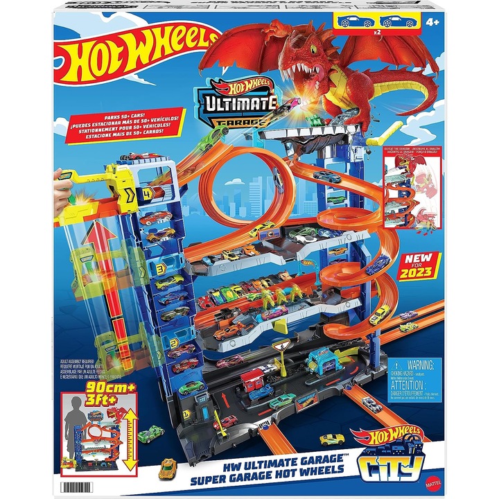 Игрален комплект Hot Wheels с 2 коли Ultimate Garage 2023, 61 x 76 x 20 cm
