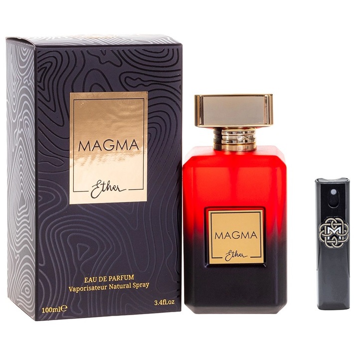 Set Apa de Parfum, Marhaba Magma, Unisex, 100 ml cu Kit Reincarcabil Travel 10 ml