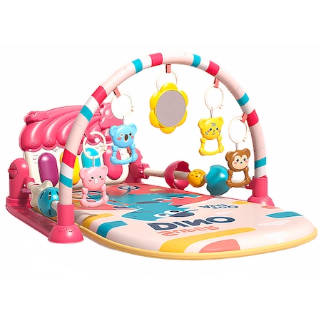 Centru de Activitati si Joaca Mavio®, Saltea Multifunctionala 5 in 1 pentru Copii si Bebe, Pian Colorat, Oglinda si Jucarii Detasabile, Usor de Curatat, Roz