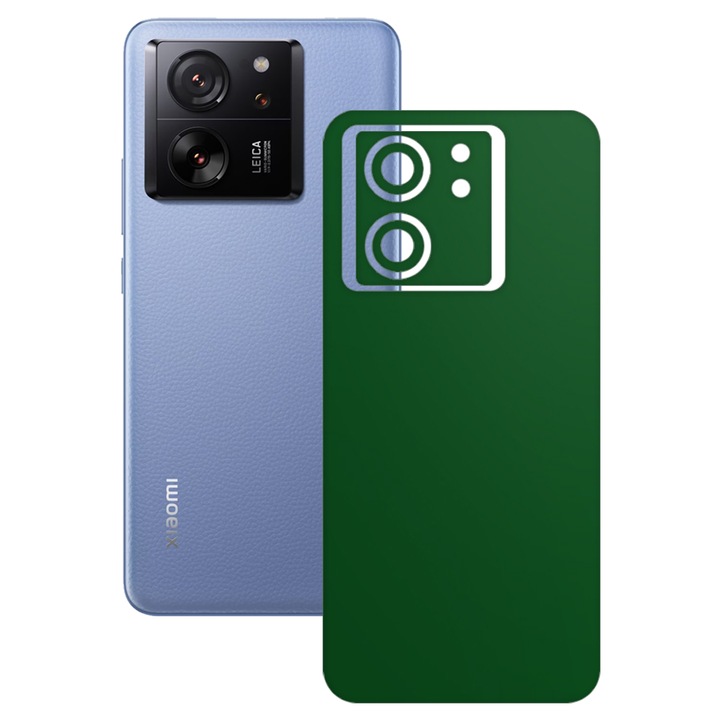 SILKASE bőrfólia, Xiaomi 13T Pro-hoz, matt sötétzöld, telefon hátvédő