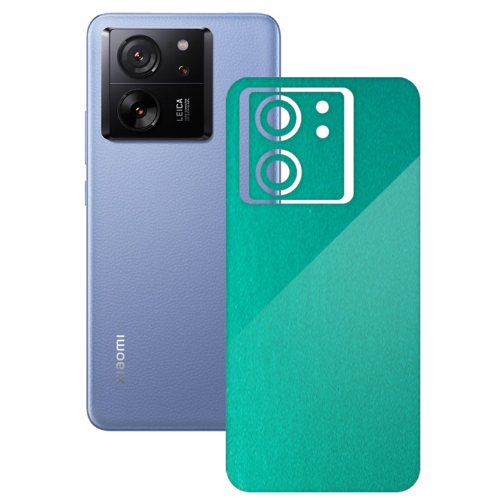 SILKASE bőrfólia, Xiaomi 13T Pro-hoz, metál türkiz, telefon hátvédő