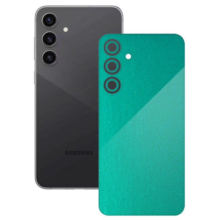 SILKASE bőrfólia, Samsung Galaxy S23 FE-hez, metál türkiz, telefon hátvédő