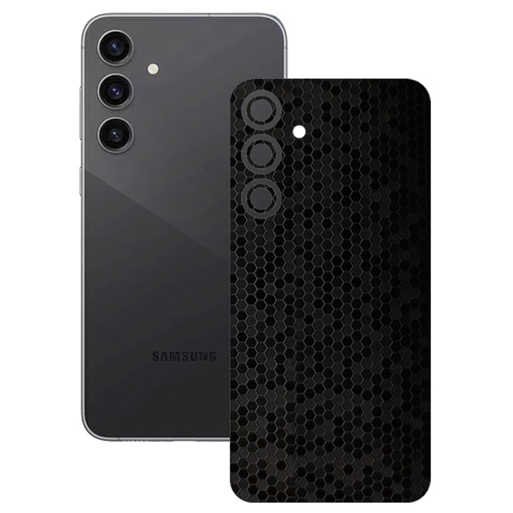 SILKASE bőrfólia, Samsung Galaxy S23 FE-hez, hexa fekete, telefon hátvédő