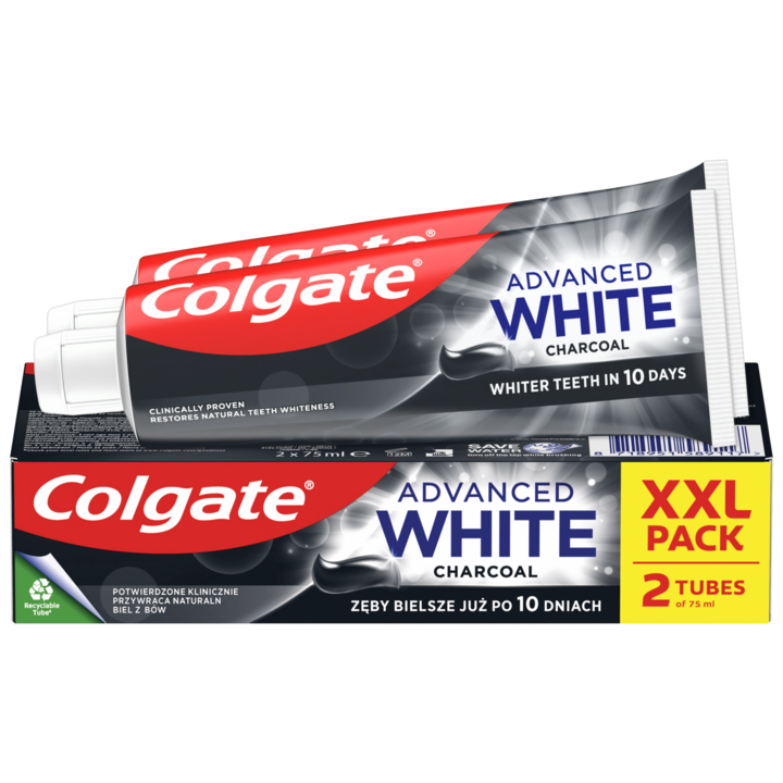 Комплект паста за зъби Colgate Advanced White Charcoal, 2х75 мл