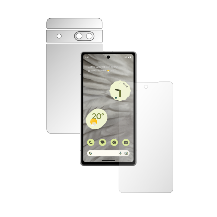 iSkinz teljes testfólia a Google Pixel 7a telefonhoz – Invisible Skinz HD, Simple Cut, Ultra-clear szilikon védelem a képernyőhöz és a hátlaphoz, átlátszó öntapadó bőr