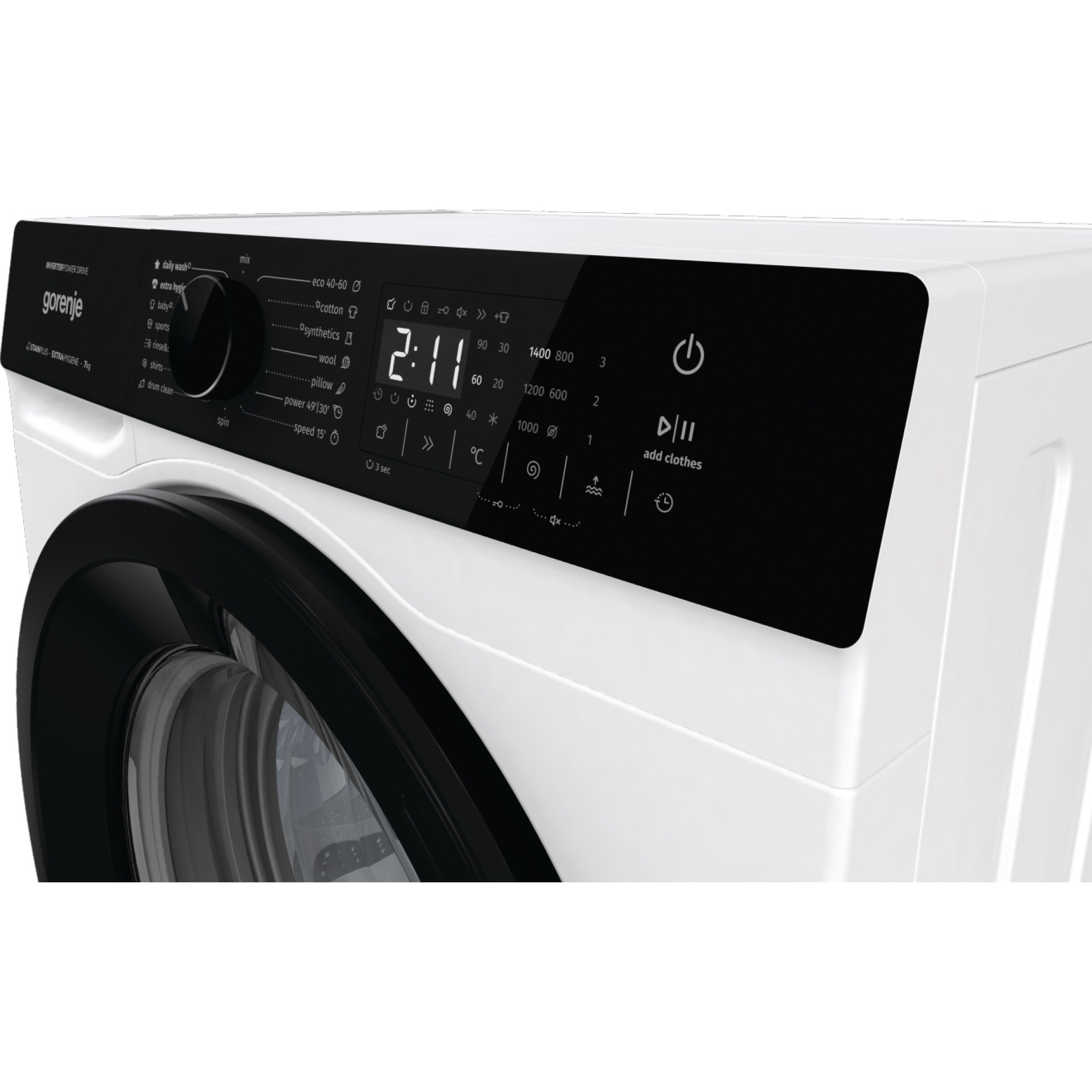 Gorenje WNHA74SASEU Masina de spalat cu incarcare frontala, 7 kg, 1400 rpm, PowerDrive, clasa energetica A, alb
