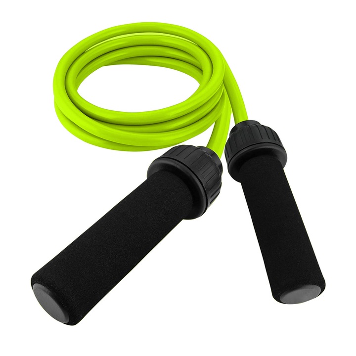 Coarda de sarit cu greutati si manere captusite din spuma pentru antrenamente de fitness si antrenament de forta (verde deschis, 10 mm)