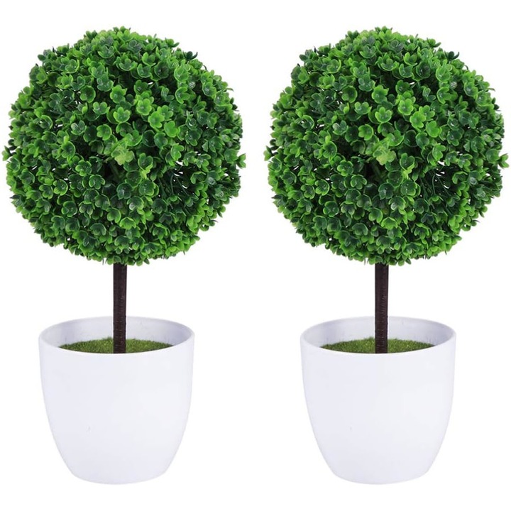 Комплект изкуствени растения, имитация на топки от туя, устойчиви на атмосферни влияния, зелени, 15 см