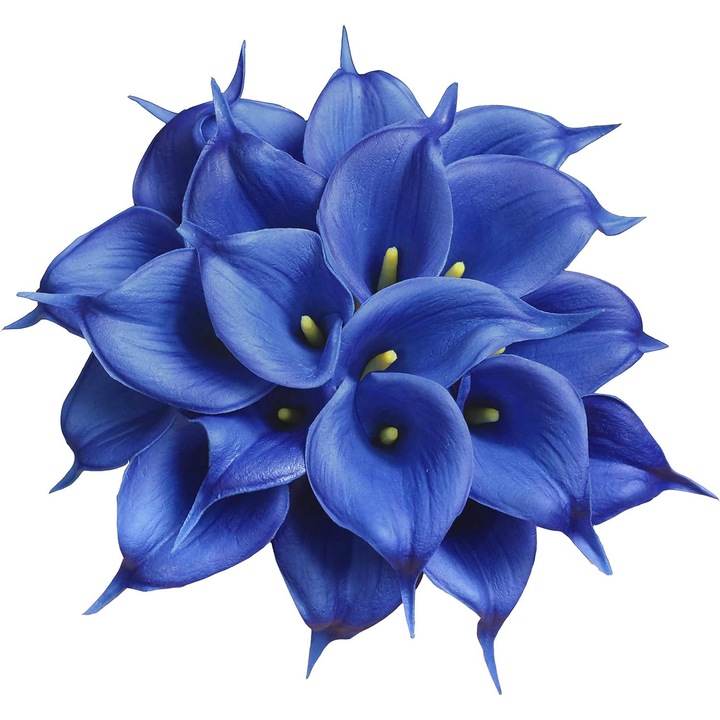 Комплект от 20 изкуствени цветя кала, QttvbTna, 34 см, сини