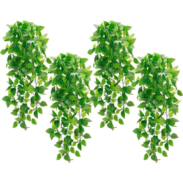 Set 4 Plante Artificiale Agatatoare, Decorative pentru Perete, Acasa, Veranda, Gradina, Petrecere Tematica, Multicolor, Lungime 110cm