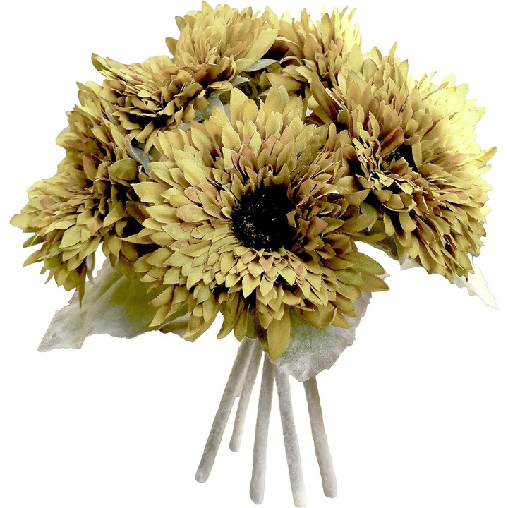 Изкуствен букет QttvbTna, Коприна, Крем, 30см