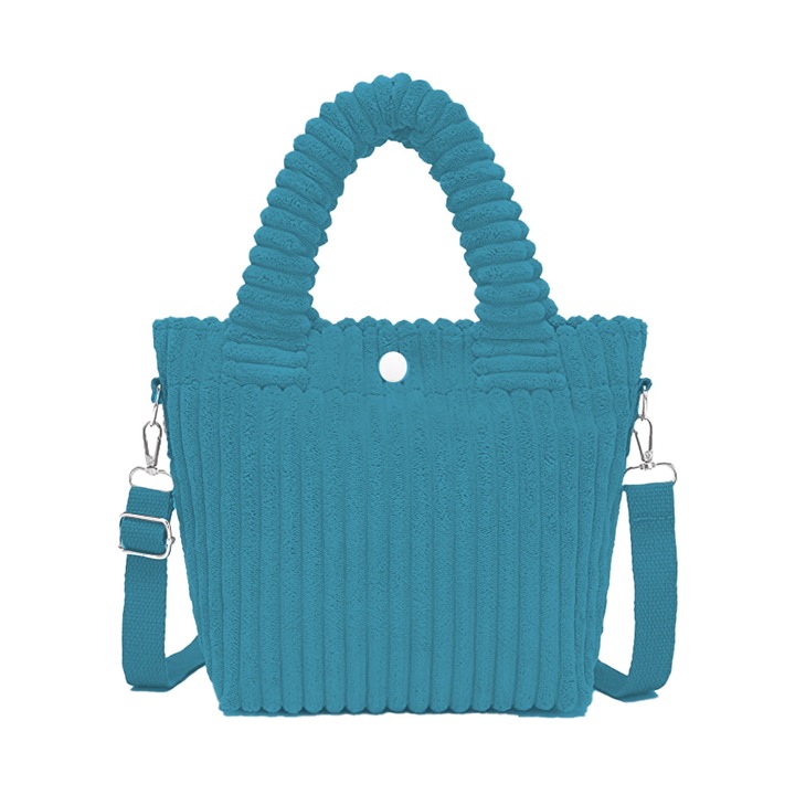 Kordbársony mini táska, váll és keresztpánt, világoskék