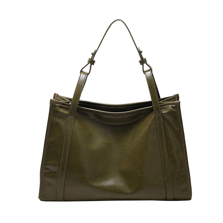 Geanta Tote QttvbTna, capacitate mare, piele ecologica, 38.5x25x12.5cm, verde