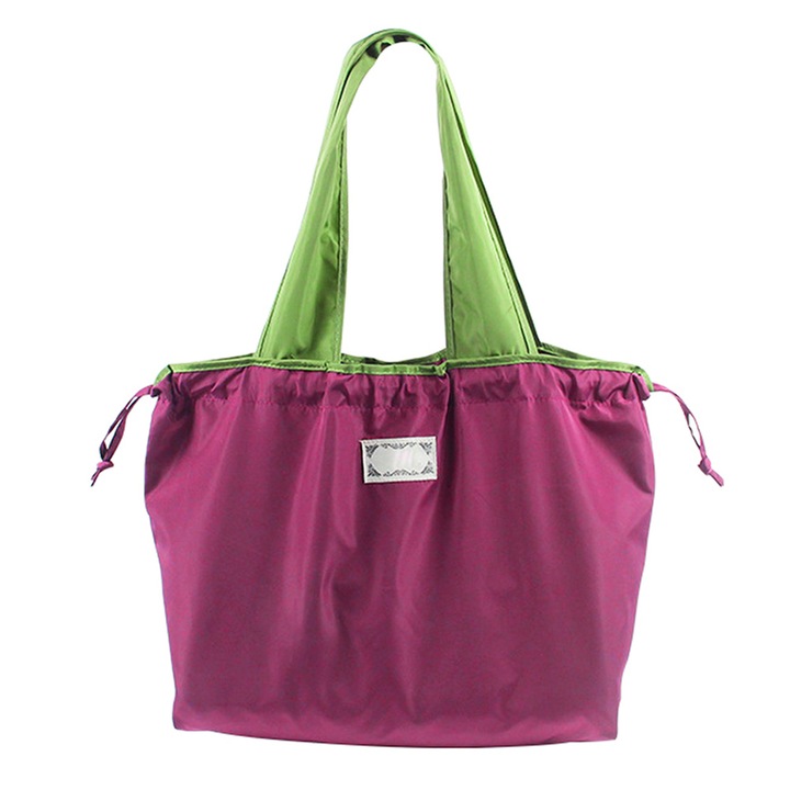 Пазарска чанта, QttvbTna, плат Оксфорд, 44 x 10 x 42 см, лилаво / зелено