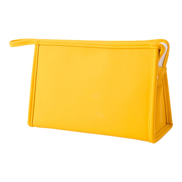Козметична чанта, QttvbTna, Полиуретан, 24x14x8cm, Жълта
