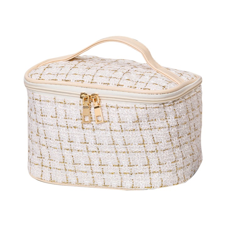 Козметична чанта, QttvbTna, Полиестер, 21x15x13cm, Бяла