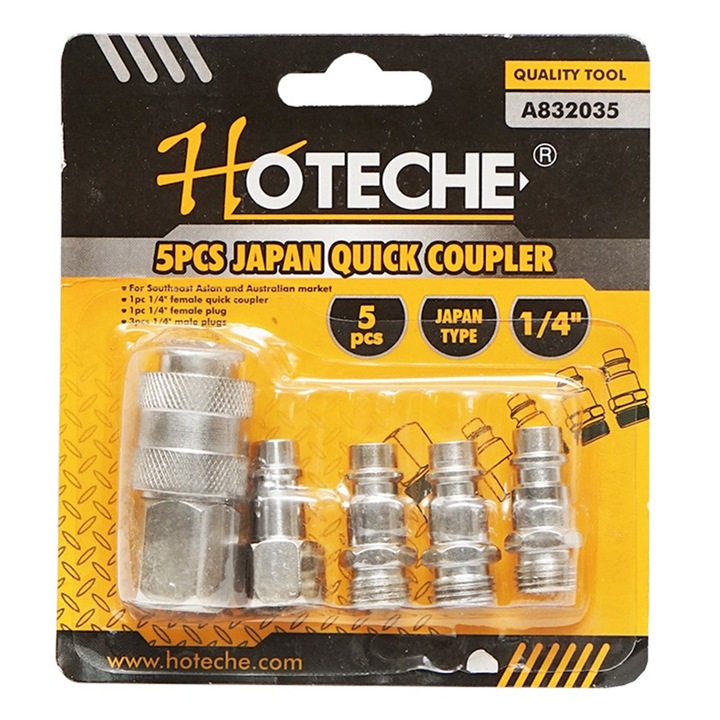 Set cuple rapide, pentru furtune aer si scule pneumatice, 5 piese