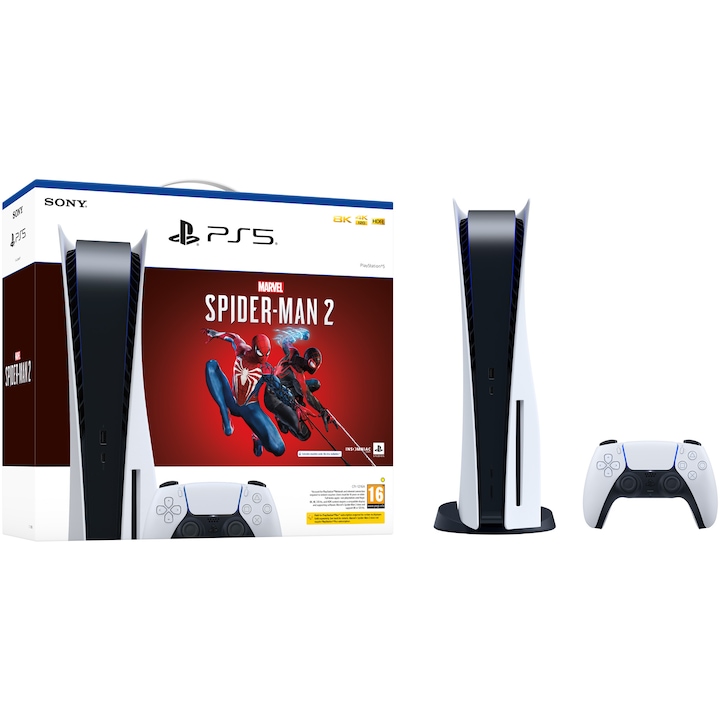 Consola PlayStation 5 (PS5) 825GB, C-Chassis + Joc PS5 Marvel’s Spider-Man 2 (Disc)