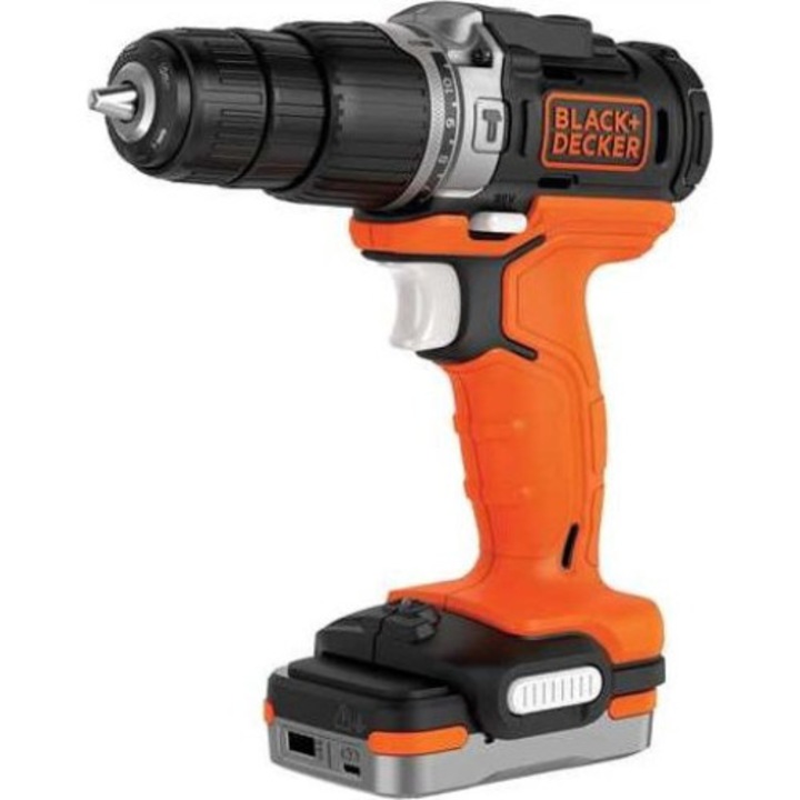 Fúró- és csavarozógép, Black&Decker, akkumulátor, fekete/narancs