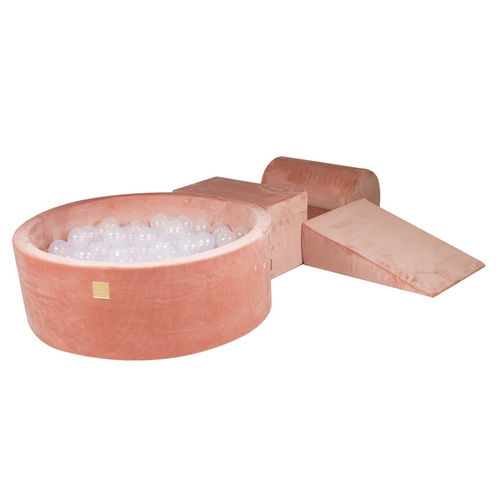 Set de joaca MeowBaby, piscina cu bile, 4 elemente, catifea, multicolor, 235x30x45cm