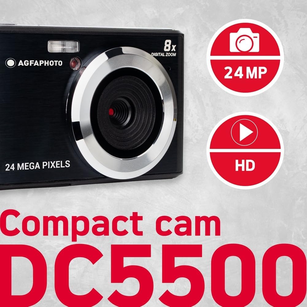Camera foto AgfaPhoto DC5500 24MP HD 720p, Negru - eMAG.ro