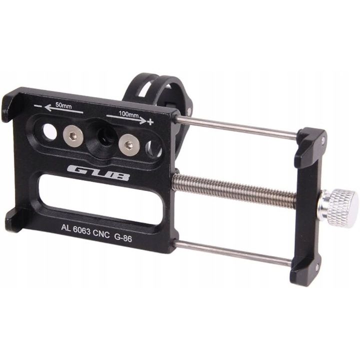 Suport De Telefon, Gub, G-86, Montare Pe Volan, Compatibil Telefoane Cu Latimea Intre 50 Si 100 mm, Surub Stabil, Aluminiu, 7.0cm x 5.0cm x 2.5cm, Negru